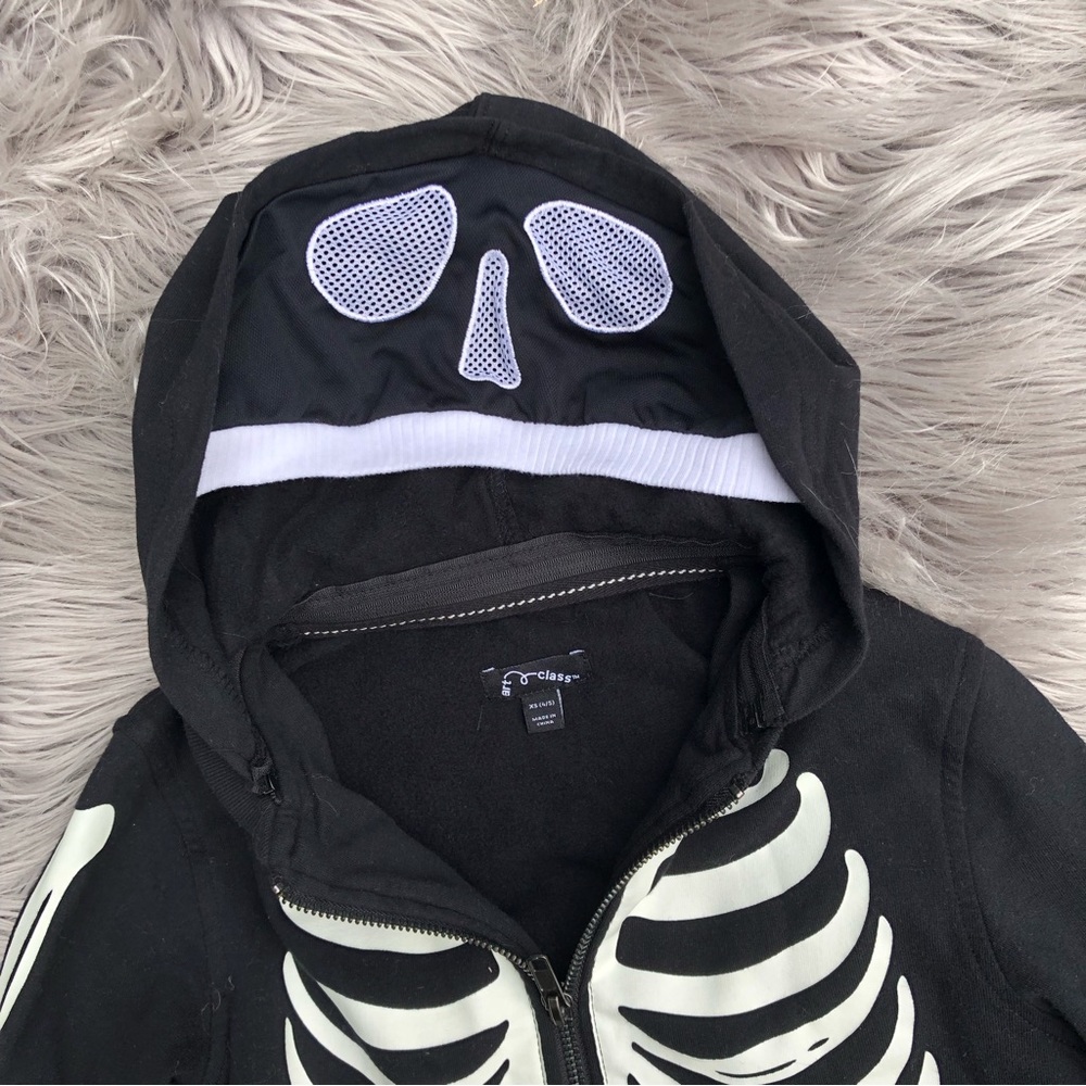 NWT Art Class Glow in the Dark Skeleton Hoodie with Spooky Mask, Size XS 4/5 - Picture 2 of 5